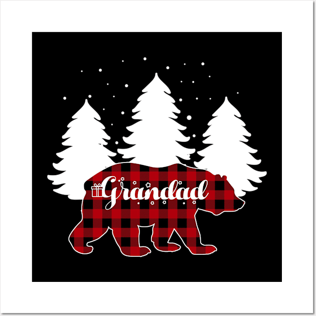 Buffalo Red Plaid Grandad Bear Matching Family Christmas Wall Art by Kagina